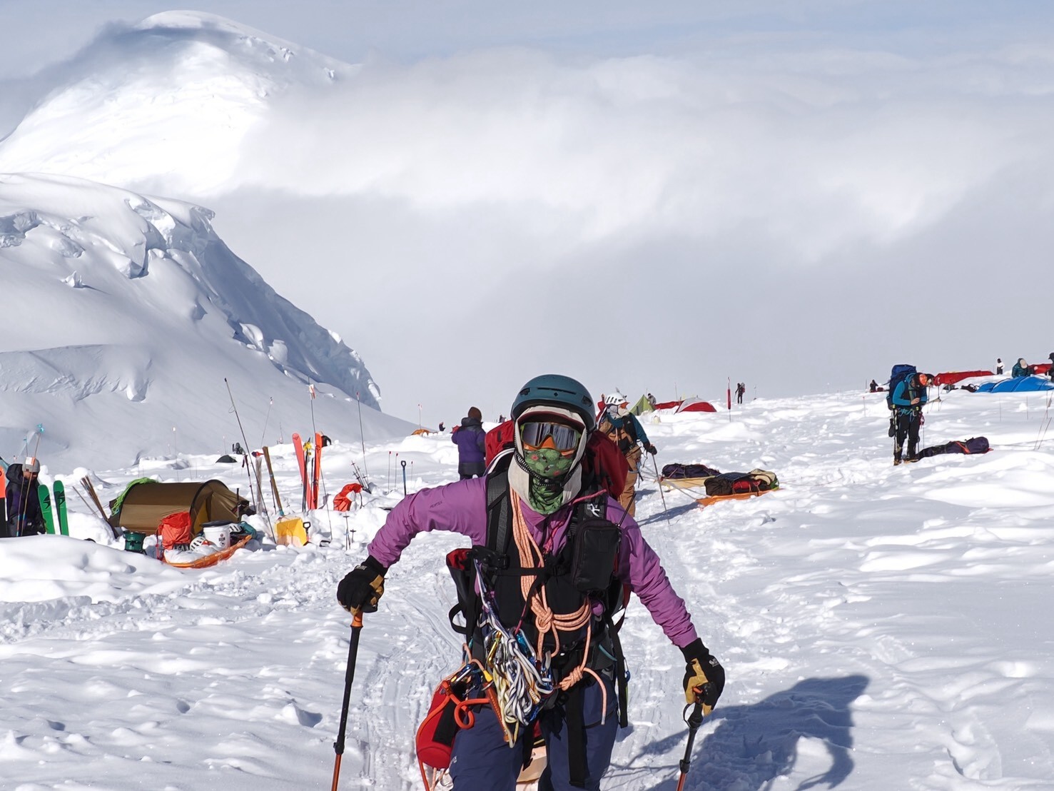High alpine expedition camp on Denali